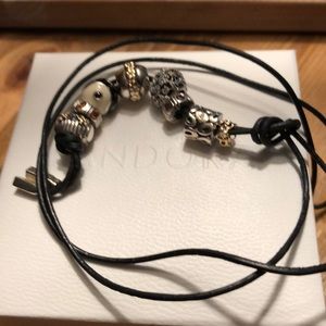 Pandora Lariat necklace w/8 retired charms